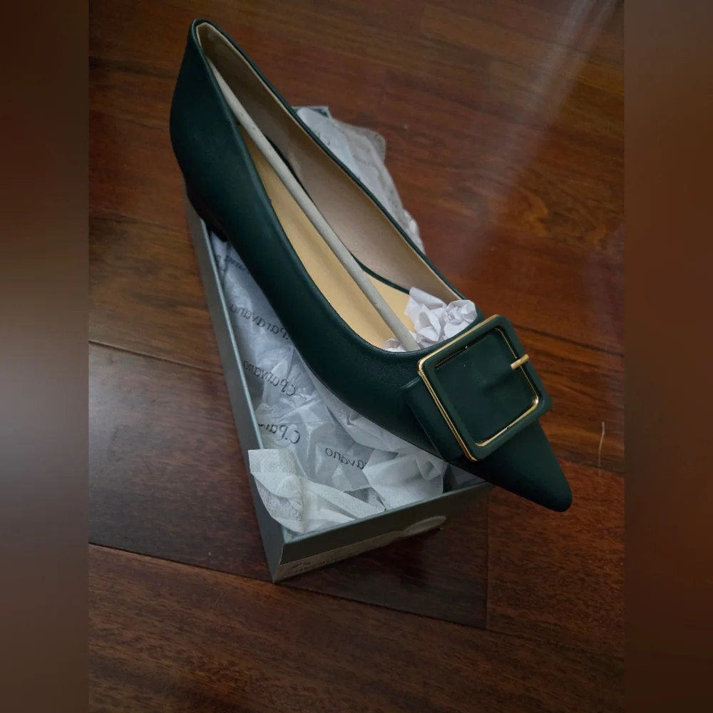 C.paravano Elegant Green Pumps with Buckle - Picture 1 of 8